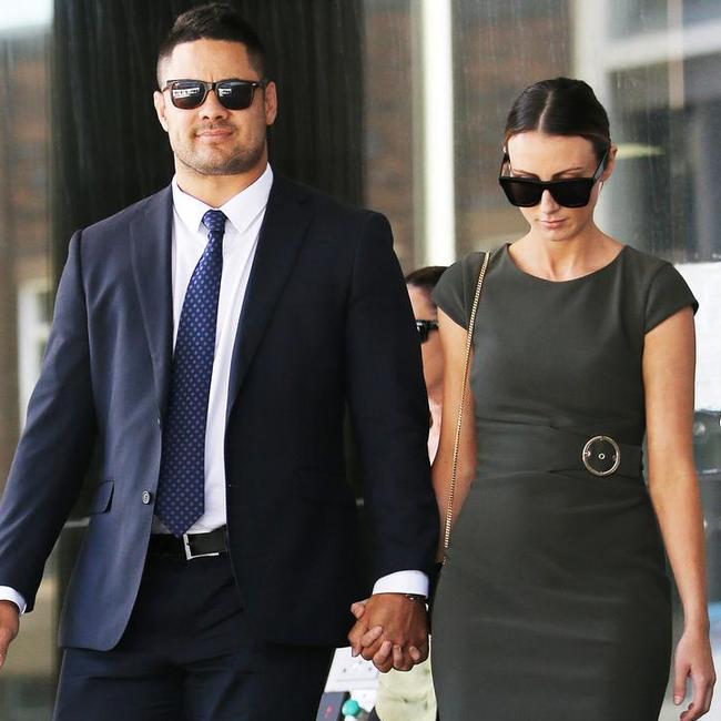 Hayne and Amellia walk into court during second trial, in March 2021.