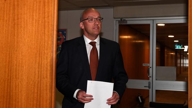 NSW Opposition Leader Luke Foley arrives to speak to the media at Parliament House. Picture: AAP