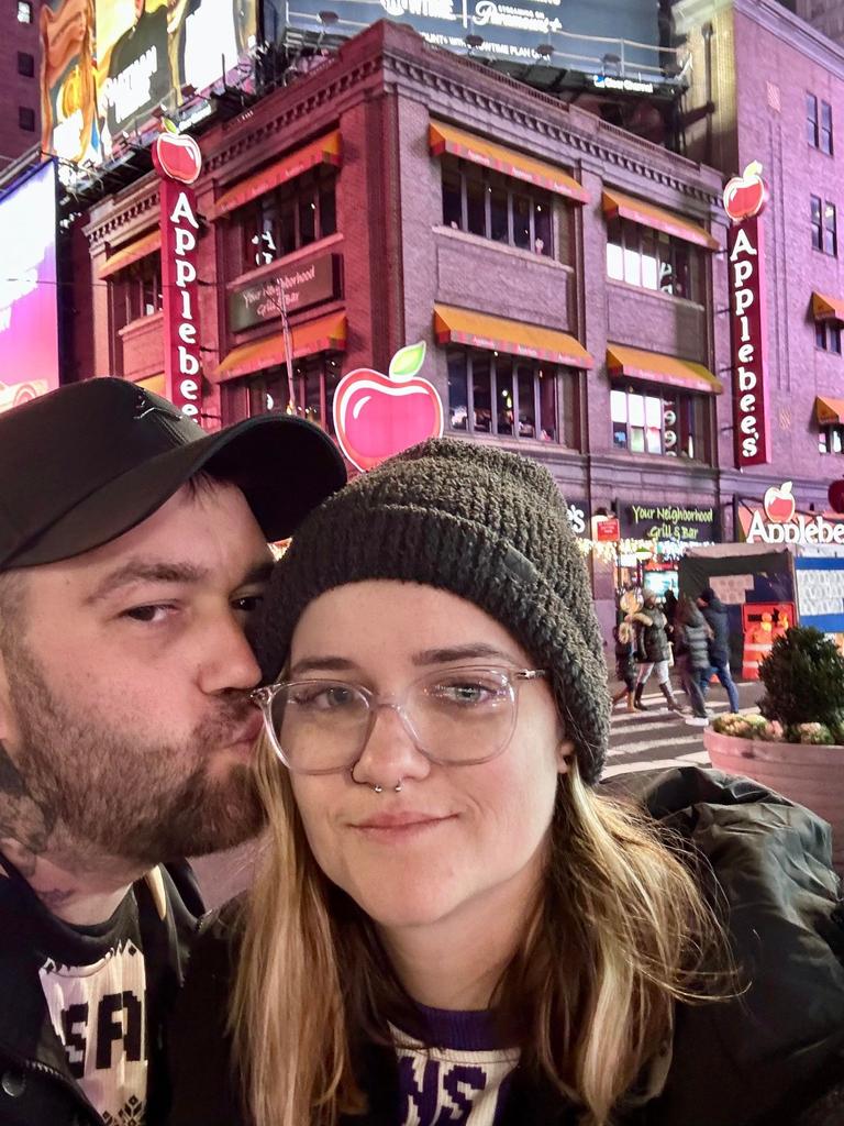 Tayla Couzens with her husband Rhys on their honeymoon. Picture: Supplied by family