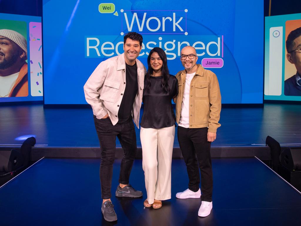 Canva co-founders Cliff Obrecht, Melanie Perkins and Cameron Adams. Picture: Getty Images