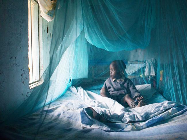 JAR1N4 A child underneath a mosquito net, Kenya, Africa