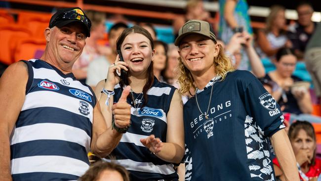 Fans at the Gold Coast Suns vs Geelong Cats Round 10 AFL match at TIO Stadium. Picture: Pema Tamang Pakhrin