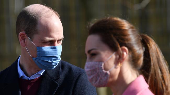 Prince William, Duke of Cambridge and Catherine, Duchess of Cambridge on a school visit. William revealed he is yet to speak to his brother after the bombshell Oprah interview. Picture: Justin Tallis/WPA Pool/Getty Images