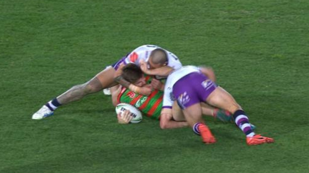 Nelson Asofa-Solomona was cleared over this tackle on Dean Britt.