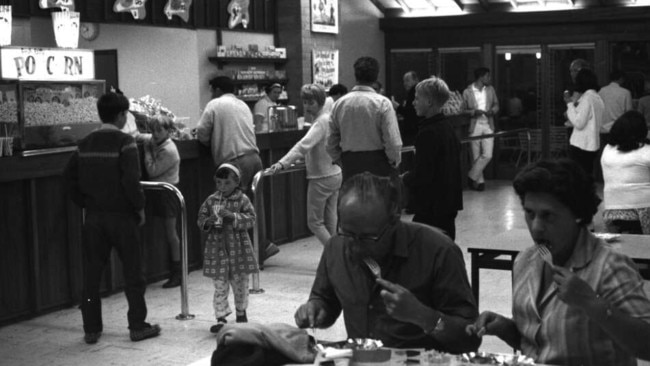 The busy snack bar at Bulleen's Hoyts drive-in, 1966. Picture: John Mulligan, National Library of Victoria.