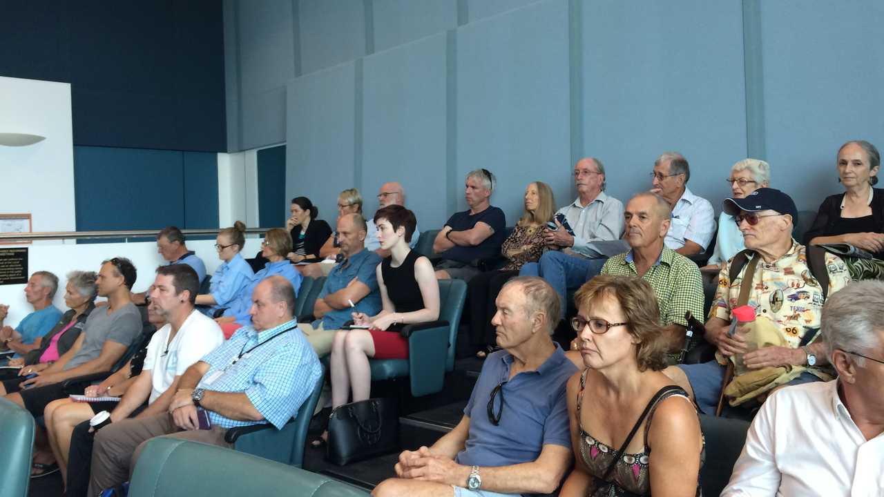 INTEREST: The crowd watches on with interest as the Shelly Beach vegetation management program is debated.