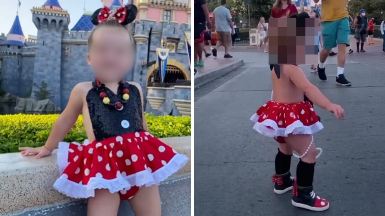 The toddler was wearing a backless Minnie Mouse dress. Picture: thedisneybarbie/Instagram
