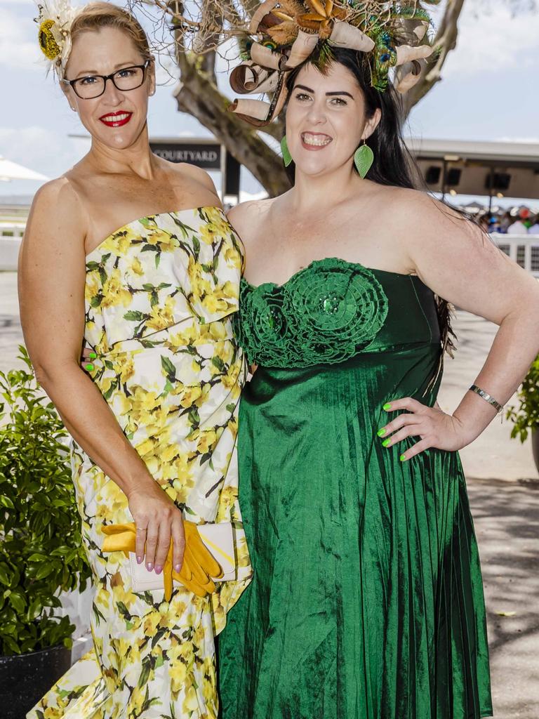 Luisa Manea and Nicki McClymont at Doomben Racecourse for Melbourne Cup Day. Socials: Damien Anthony Rossi | Pictures: Jared Vethaak