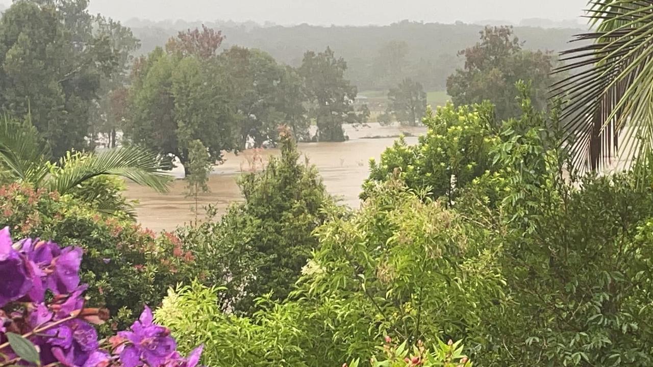 Gleniffer Road well under water at Bellingen on Wednesday. Picture: Kate Pembroke.