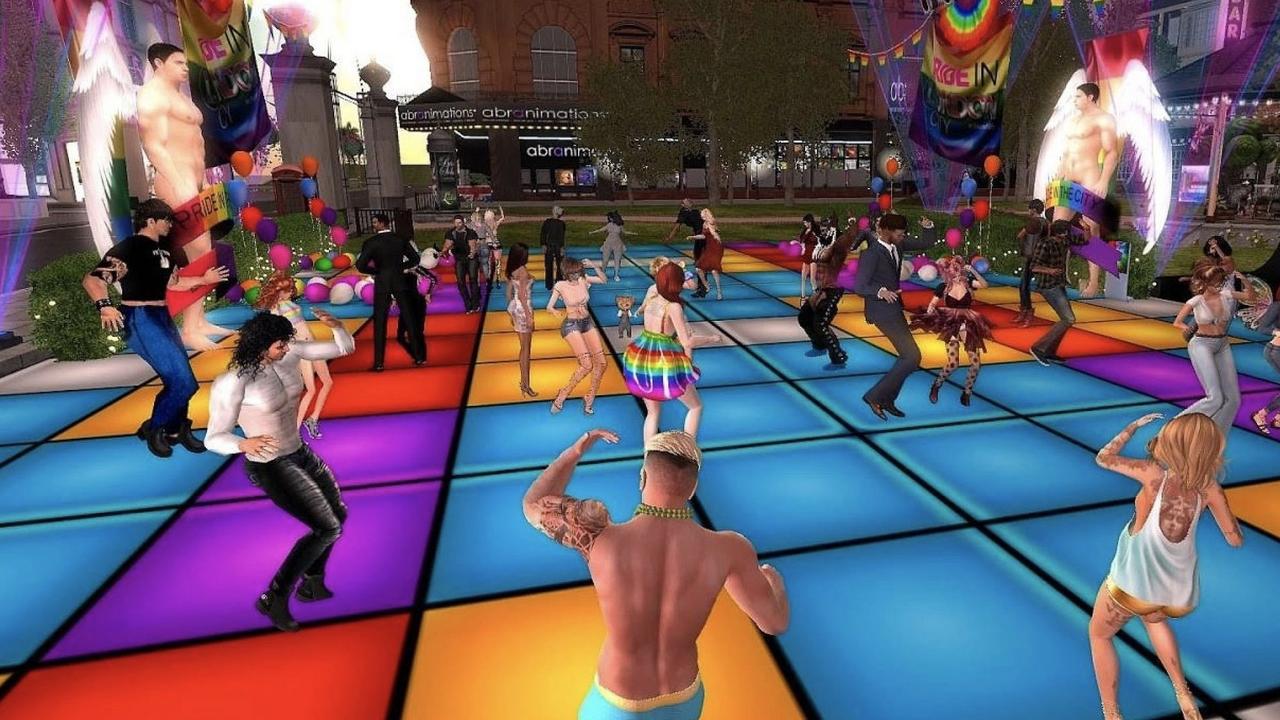 Dance party in second life, in the Metaverse.
