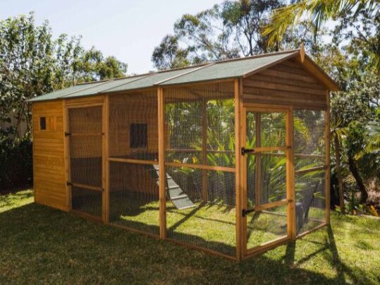 A luxury cat house to protect native birds and animals.