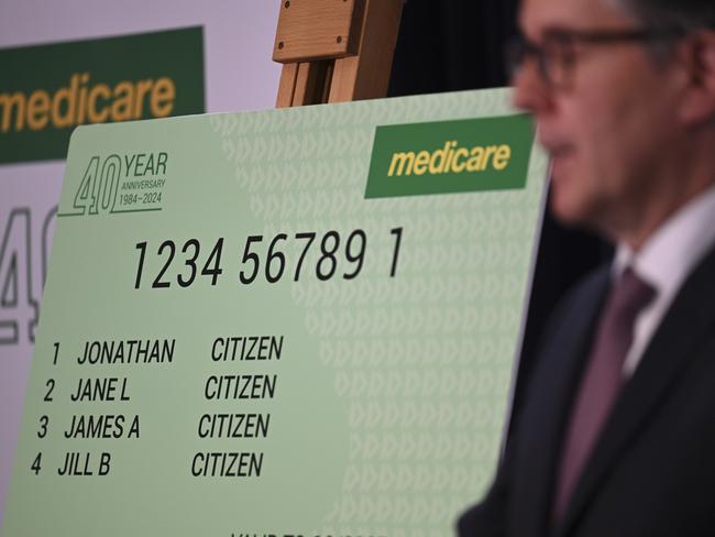 CANBERRA, AUSTRALIA, NewsWire Photos. JANUARY 29 2024: Minister for Health and Aged Care Mark Butler holds a press conference to launch the commemorative 40th anniversary Medicare card at Parliament House in Canberra. Picture: NCA NewsWire / Martin Ollman