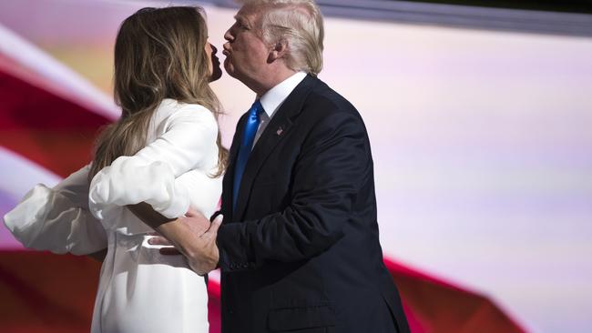 The candidate himself appeared at the convention early to introduce Mrs Trump.