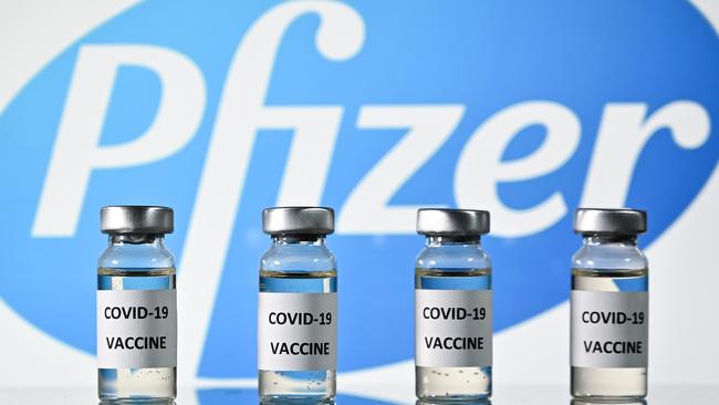 Vials of Pfizer’s COVID-19 vaccine. Picture: AFP