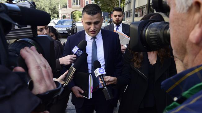 Zemarai Khatiz, lawyer for Mert Ney, outside Parramatta Bail Court. Picture: Bianca De Marchi