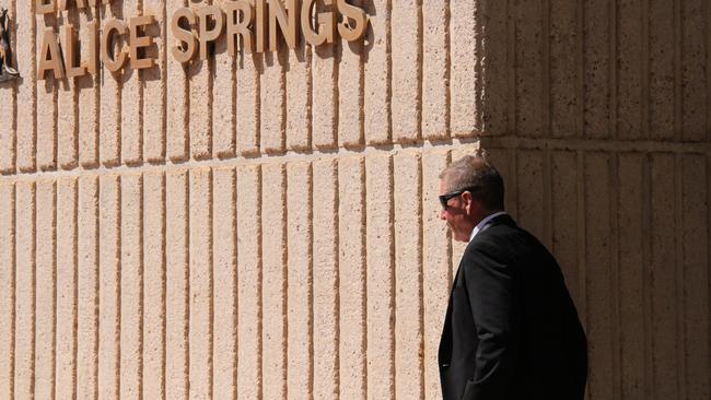 Craig Lambley, husband of Araluen MLA Robyn Lambley, leaves the Alice Springs Local Court on Wednesday. Picture: Gera Kazakov