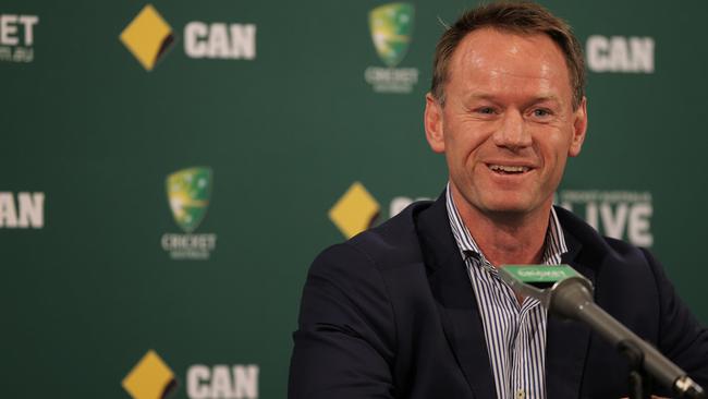 Pat Howard addresses the media in Hobart on Sunday. Picture: Luke Bowden