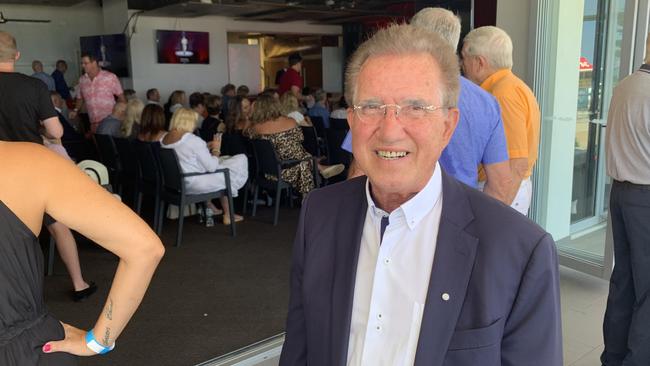 Jim Raptis at the funeral of real estate agent Max Christmas.