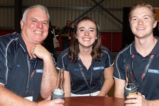 Nick Johnstone, Tash Johnstone and Tommi Perkins at the QME Mackay 2022 Opening Party in conjunction with Queensland Resources Council sponsored by Hastings Deering. Picture: Michaela Harlow