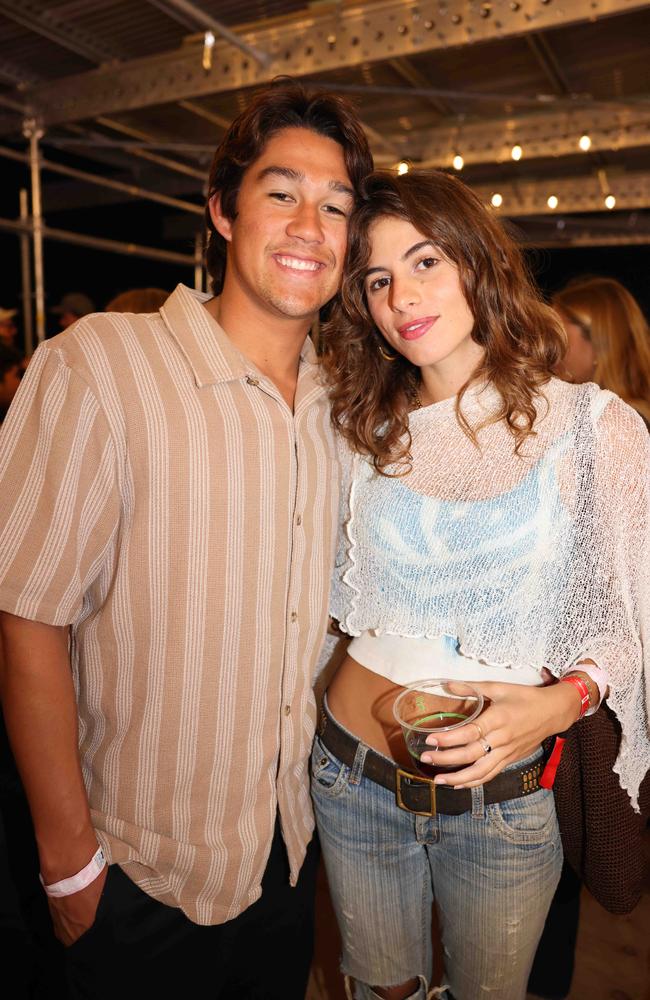 Jackson Bunch and Nadia Toscano at the WSL Gold Coast Pro 2025 after party at Burleigh Pavilion for Gold Coast at Large. Picture, Portia Large.