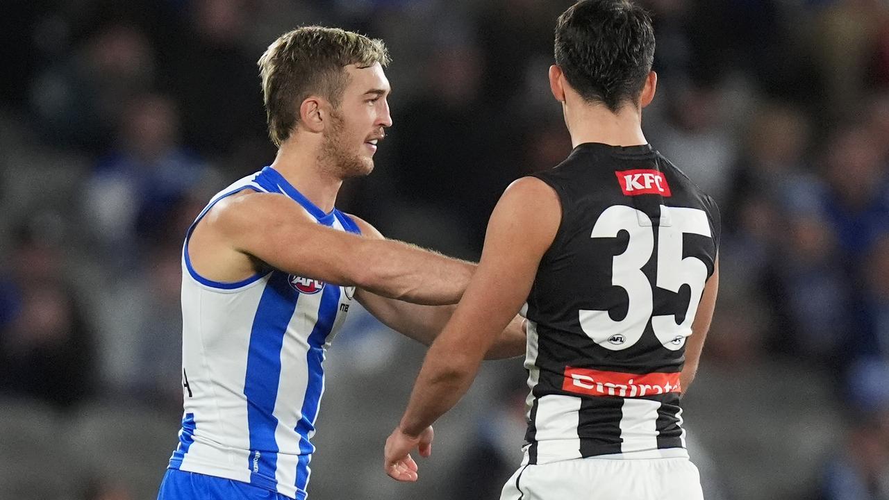 North Melbourne midfielder Will Phillips was sent to Nick Daicos on Sunday but subbed out of the game at three-quarter time in a move defended by coach Alastair Clarkson. Picture: Daniel Pockett / Getty Images