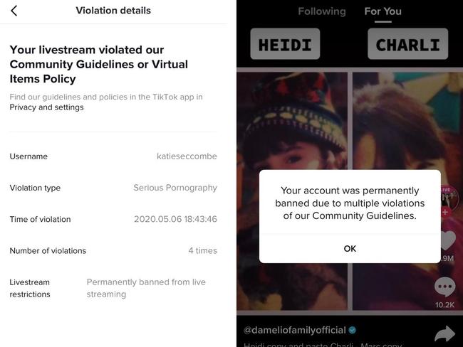 Katie Seccombe’s ban notification. Picture: Katie Seccombe