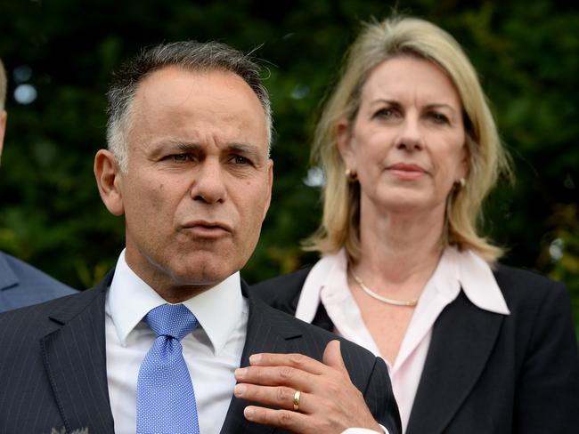 MELBOURNE, AUSTRALIA - NewsWire Photos DECEMBER 08, 2022: New Victorian Opposition leader John Pesutto speaks to the media at Parliament House in Melbourne with new Deputy David Southwick and Georgie Crozier. Picture: NCA NewsWire / Andrew Henshaw