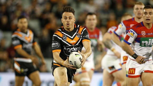 Reynolds during the Round 23 NRL match between the Wests Tigers and the Newcastle Knights at Campbelltown Stadium. Picture: Darren Pateman