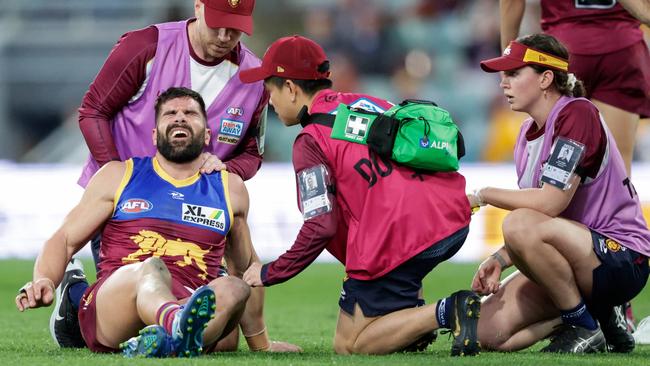 Marcus Adams was concussed in round 21, 2022. Picture: Russell Freeman/AFL Photos via Getty Images