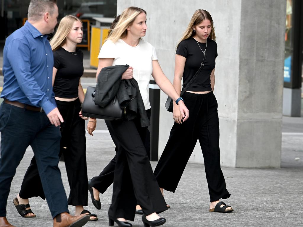 Lee Lovell’s daughters Kassie and Scarlett Lovell arriving at the Brisbane Supreme Court. Picture: John Gass