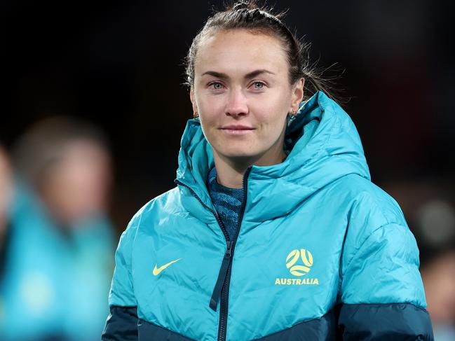SYDNEY, AUSTRALIA - JUNE 03:  Caitlin Foord of Australia waves to fans after the international friendly match between Australia Matildas and China PR at Accor Stadium on June 03, 2024 in Sydney, Australia. (Photo by Matt King/Getty Images)