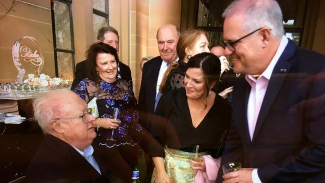 Graham Richardson with Jenny Morrison and Scott Morrison at his 70th Birthday celebration on Saturday.