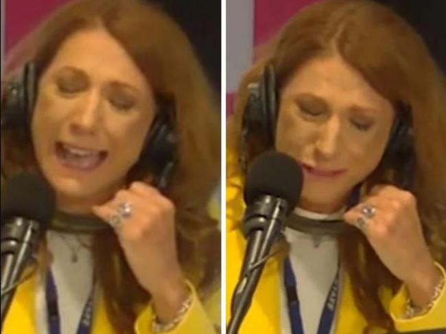 Robin Bailey breaks down on air. Picture: Instagram @kiis973bne