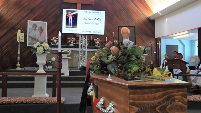 A funeral for statesman and indigenous rights advocate Alfred Neal was held in Yarrabah on June 20, 2023. Picture: Peter Carruthers