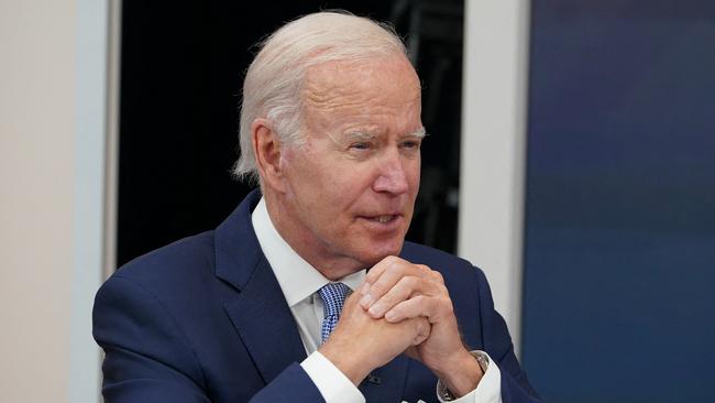 US President Joe Biden meets with CEOs about the economy in the South Court Auditorium of the Eisenhower Executive Office Building, next to the White House, in Washington, DC on July 28, 2022. (Photo by MANDEL NGAN / AFP)