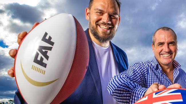 With Flag Football confirmed for its Olympic debut for the LA2028 Olympic games, sights have now been set to secure its inclusion in the Brisbane 2032 Games.* Pierre Trochet, President, International Federation of American Football (IFAF), Wade Kelly, CEO, American Football Australia (AFA) and Brett Gosper, Head of Europe & Asia-Pacific, National Football League (NFL).Picture: Nigel Hallett