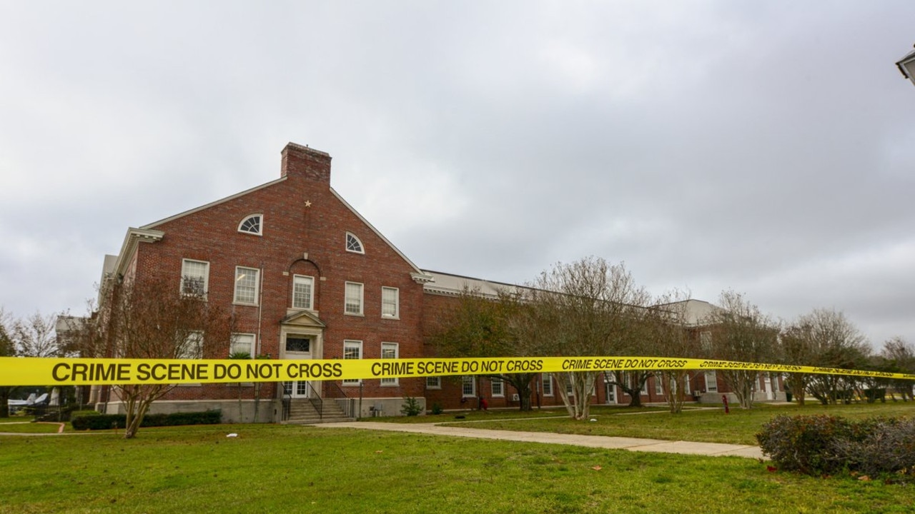 Crime scene tape cordons off the site where the December shooting took place. Picture: AFP PHOTO / FBI