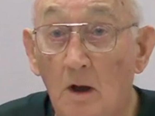 Screen grabs from the Royal Commission Live hearing with priest Gerald Ridsdale pictured. 27 May 2015.