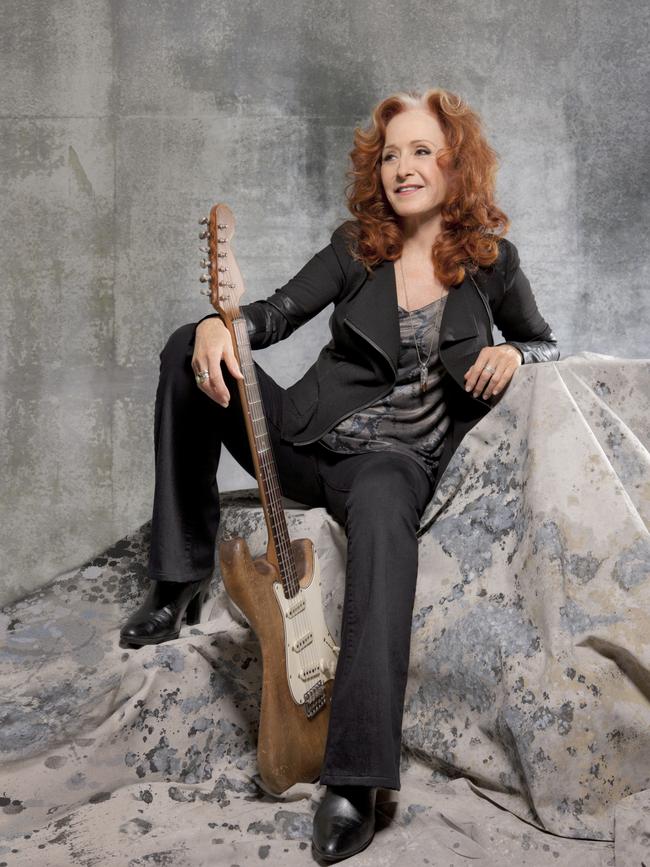 US singer, songwriter and guitarist Bonnie Raitt with a favourite Fender Strat in 2015. Picture: Marina Chavez