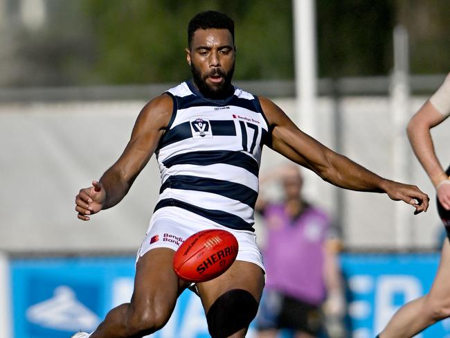 Esava Ratugolea during the VFL football match between Werribee and Geelong in Werribee, Saturday, June 18, 2022. Picture: Andy Brownbill