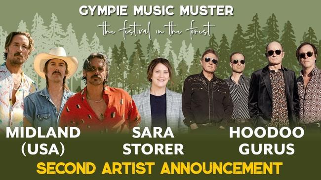 The Gympie Music Muster has released their second artist announcement including Midland, Sara Storer and Hoodoo Gurus.