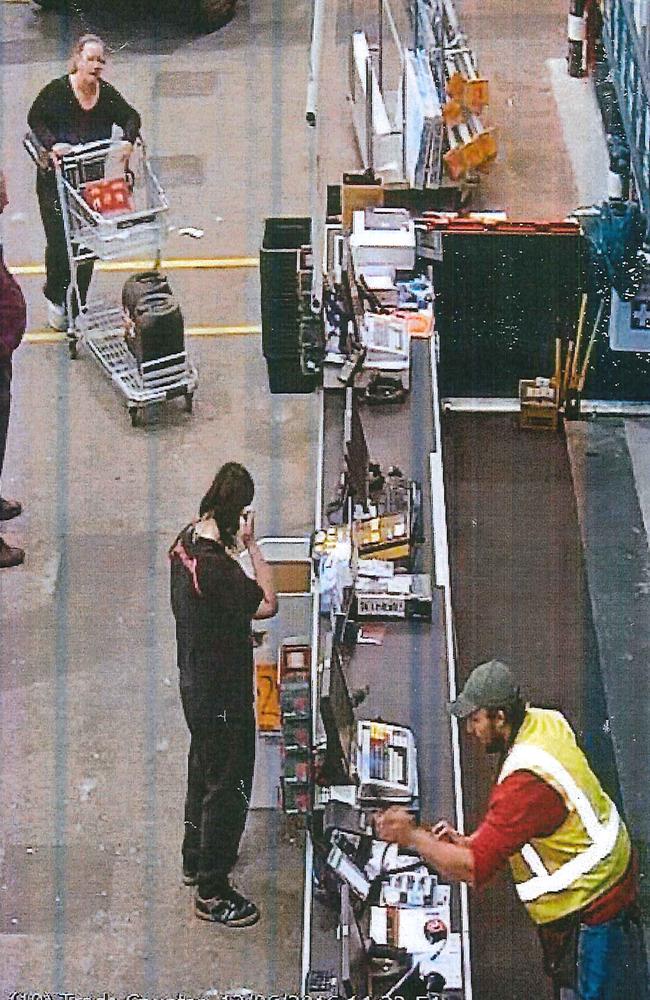 Trudi Lennon, top left, buying hydrochloric acid from Bunnings the day before the murder. Picture: WA Police.