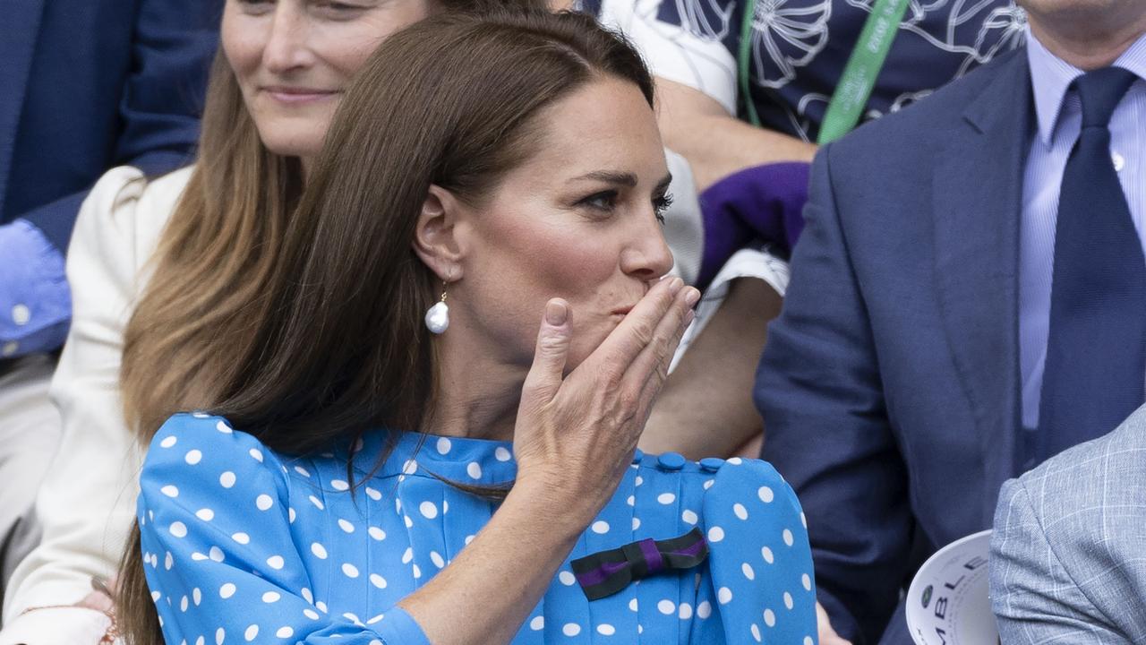 Kate Middleton spots her mum Carole in the crowd. Picture: Stephen Lock / i-Images / Media Mode