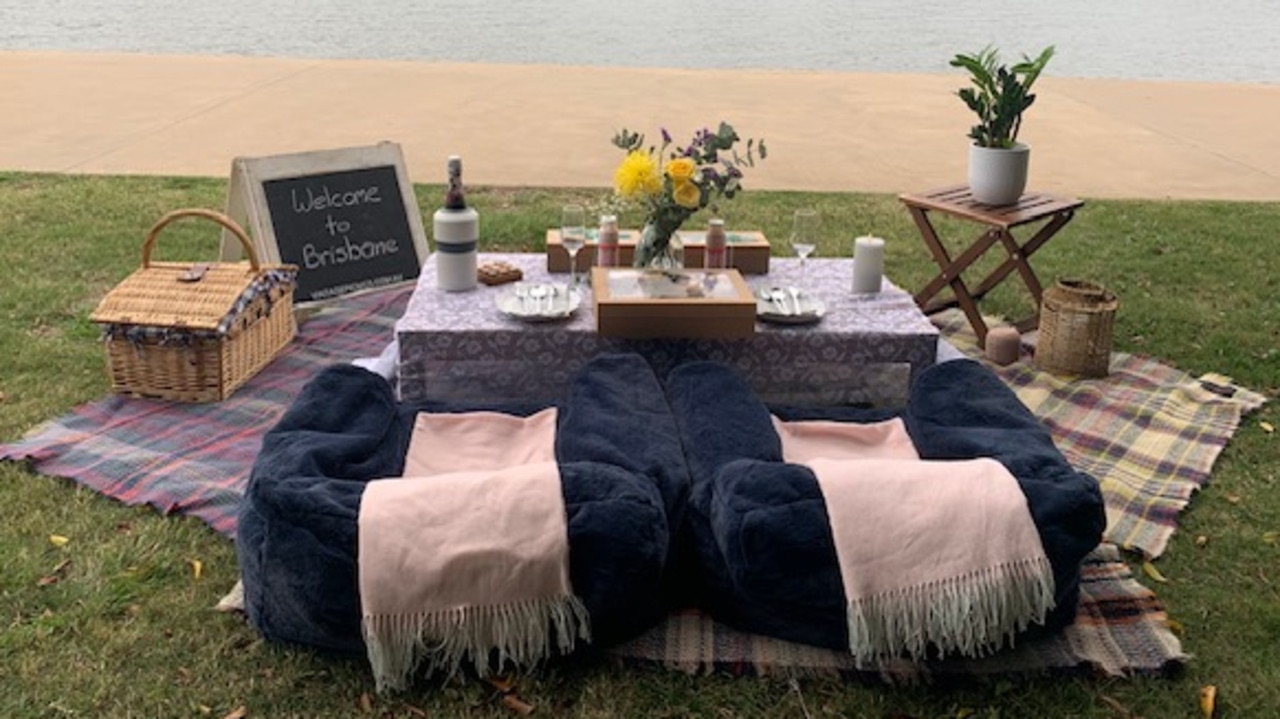 The Vintage Picnic set up along the river near Brisbane Powerhouse. Picture: News Corp