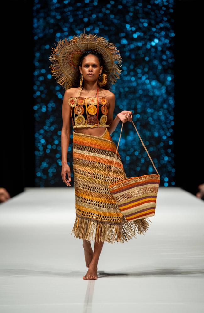 2024 Country to Couture at the Darwin Convention Centre showcases hand-designed First Nations fashion. Picture: Pema Tamang Pakhrin