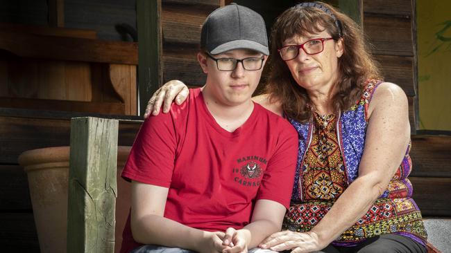 Christian Pancik 16 who is autistic and his mother Sharon O'Beirne. Picture: Chris Kidd