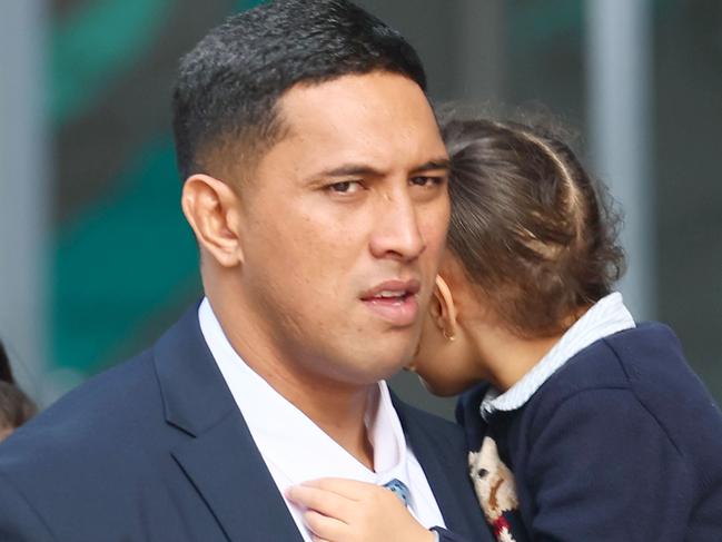 BRISBANE, AUSTRALIA - NewsWire Photos JUNE 2, 2025: Former Queensland and Gold Coast Titans player Oshae Jackson Tuiasau at the Brisbane Supreme Court where he is facing charges of one count of unlawful striking causing death. Picture: NewsWire/Tertius Pickard