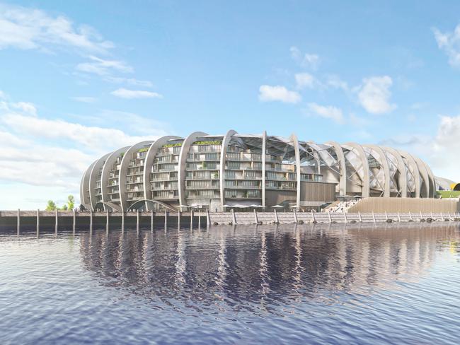 The planning commission is reviewing only the initial Macquarie Point stadium proposal, not the second proposal with 450 apartments and 5000 underground carparks.