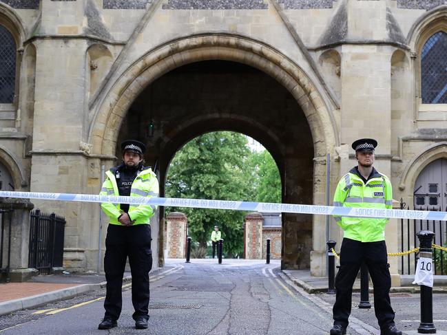 Police guard an entrance to Forbury Gardens on June 21, 2020 in Reading, England. Picture: Getty