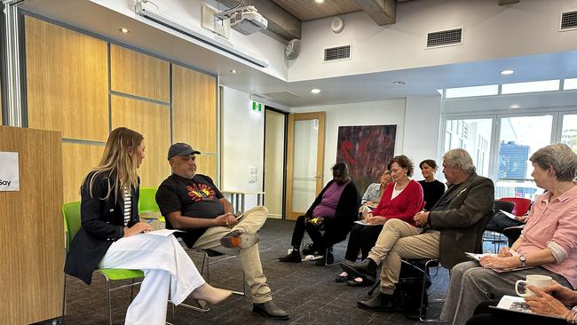 Noel Pearson addresses westside community leaders about the Voice to Parliament.